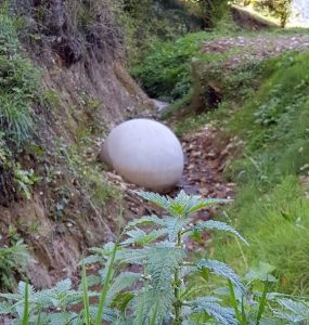 Stone sphere in Archeological park of Ravne